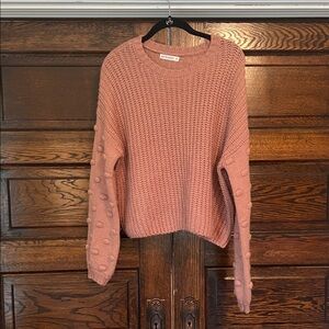 moon & madison Blush Textured Sleeve Sweater
